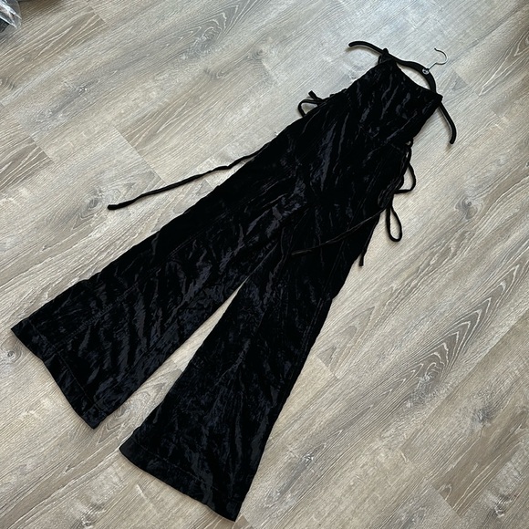 Free People Black Velvet Jumpsuit - Picture 2 of 4